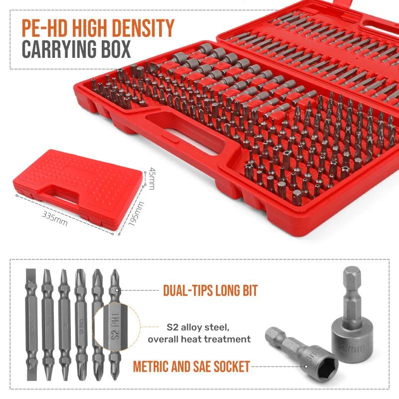 Imagem -02 - Oi-spec-anti Slip Chave de Fenda Bits Grupo Elétrico Hex Shank Parafuso Extrator Brocas s2 Extensão Magnética Bit Holder 214 Pcs