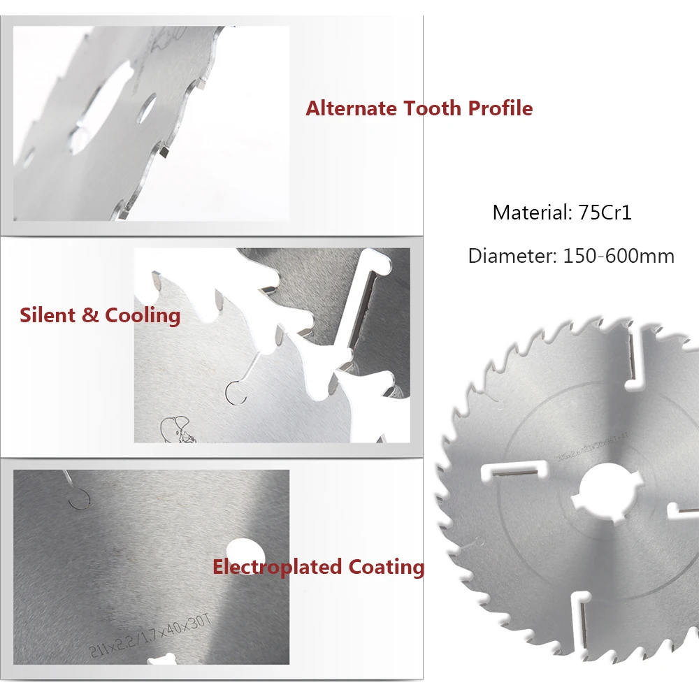 2PCS Woodworking Thin Kerf Circular TCT Saw Blade with Rakers Multi Rip Saw Blade for Cutting Log Wood