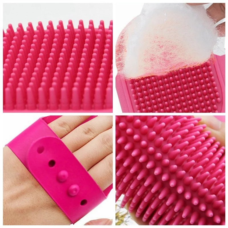 1Pc Pet Dog Cat Bath Brush Comb Rubber Glove Hair Fur Grooming Massaging Dog Cleaning Gloves Silicone Bath Brush Dog Supplies