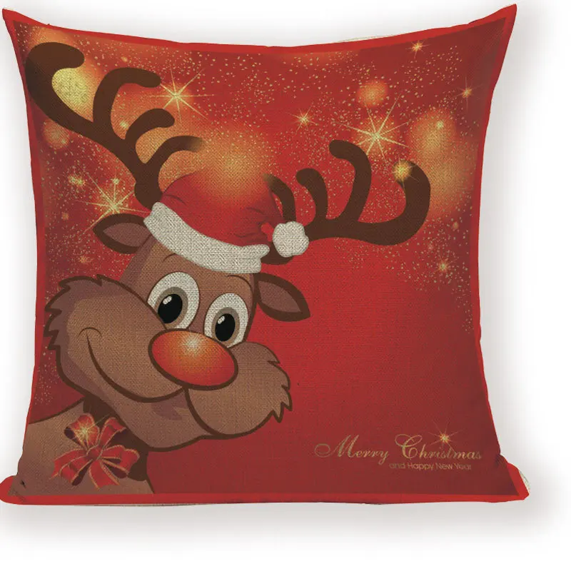 Merry Christmas Santa Claus Happy Christmas Tree Polyester Sofa Bed Decorative Wedding Decoration Birthday Party Throw Pillow C
