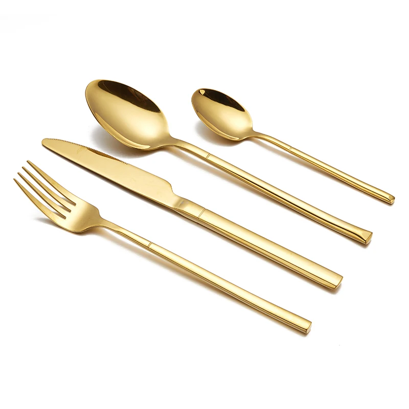 

Golden Cutlery Dinner Set Stainless Steel Tableware Sets Western Cutlery Set 4 Pcs Kitchen Set Dinnerware Flatware High Quality