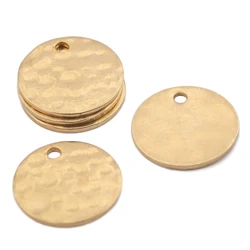 50pcs Raw Brass Round Hammered Charms Round Stamping Disc Pendants Dog Tags For Diy Earrings Findings Jewelry Making Accessories