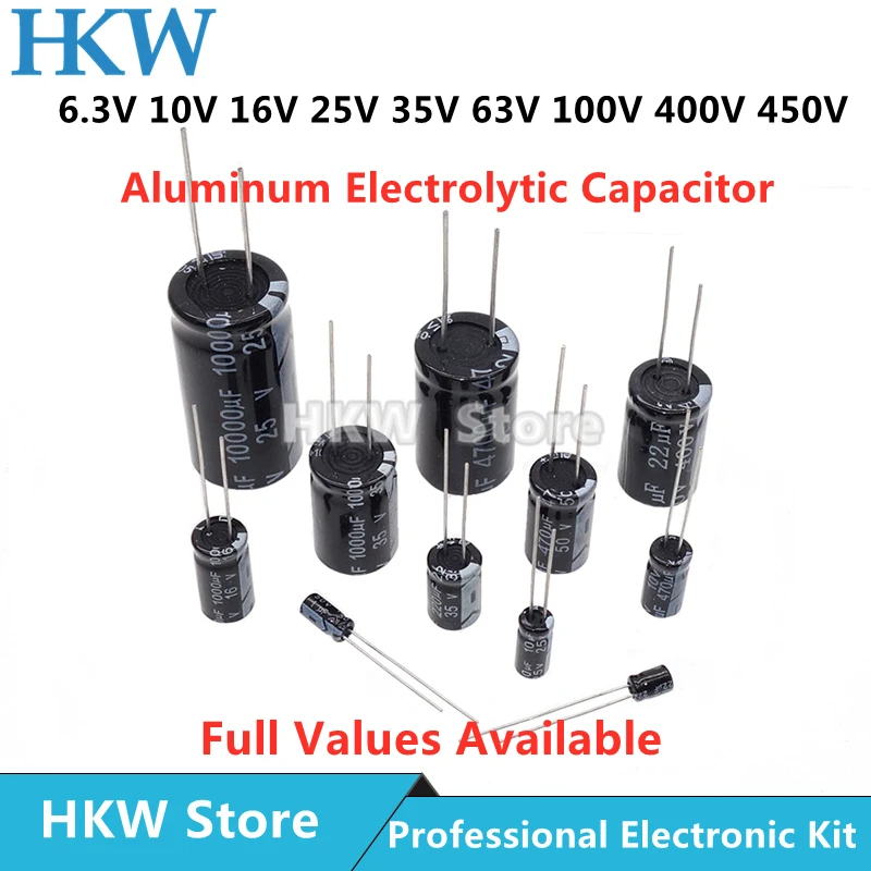 10V 16V 25V 35V 50V 63V 100V 200V 250V 400V Aluminum Electrolytic Capacitor 20% 100UF 470UF 680UF 1000UF 1500UF 2200UF 3300UF