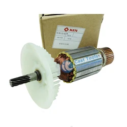 10 Teeth Drive Shaft Electric Hammer Armature Rotor, Carbon brush for KEN 6250N, Power Tool Accessories