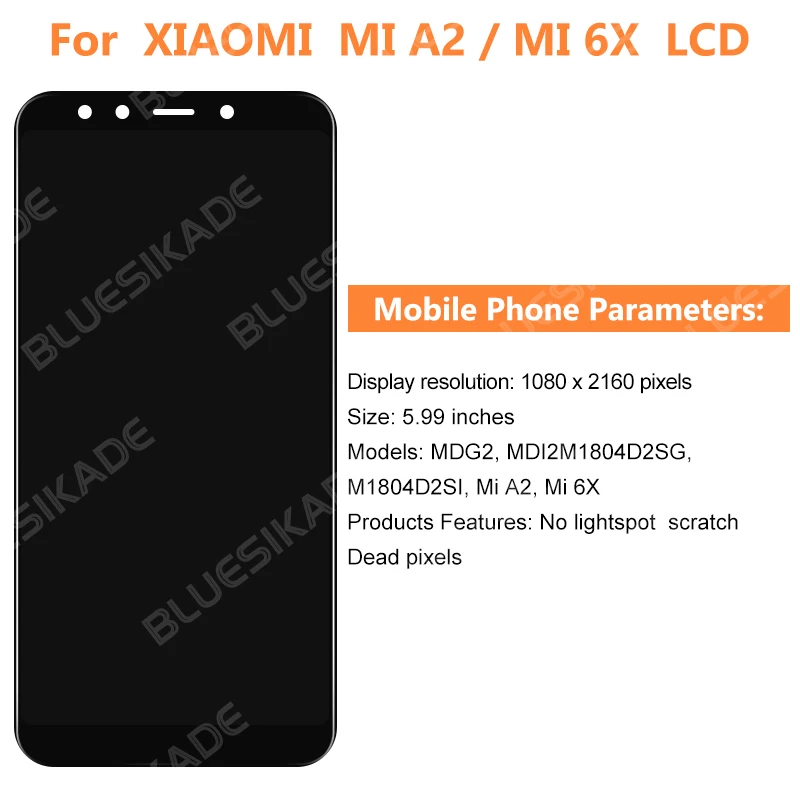 Choice For Xiaomi Mi A2 LCD Display Touch Screen Digitizer For Xiaomi 6X LCD Display Replacement Parts