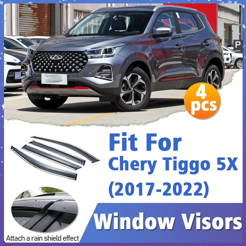 

Window Visor Guard for Chery Tiggo 5X 2017-2022 Vent Cover Trim Awnings Shelters Protection Sun Rain Deflector Auto Accessories