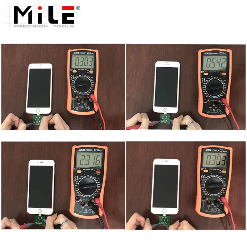 Scheda flessibile dock micro USB MILE per iPhone e telefono Android di tipo C U2 Strumento di test facile per ricarica dell'alimentazione della batteria