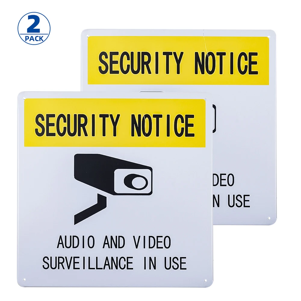 

DL-2 Pack "Security Notice - Audio and Video Surveillance in Use" Sign | 10*10 inch outdoor sign