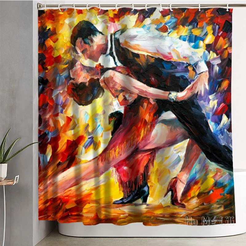 A Passionate Tango Dance For Two Men And Women Under Brilliant And Intense Colors By Ho Me Lili Shower Curtain With Hooks