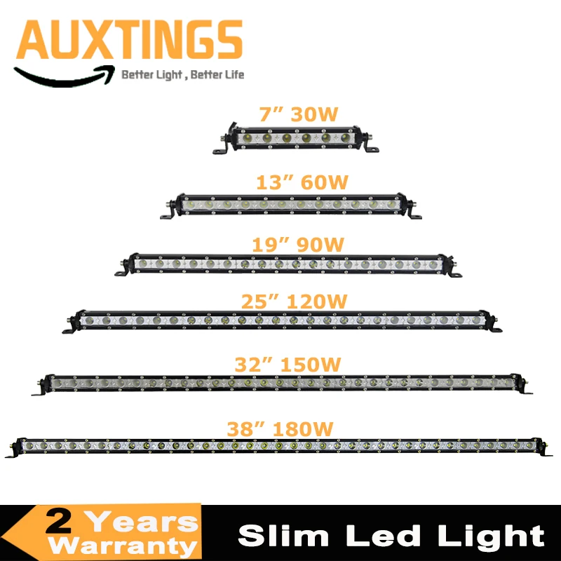 

Super Slim LED Light Bar Single Row 7" 13" 19" 25" 32" 38'' 30W 60W 90W 120W 180W For SUV 4X4 ATV Off Road LED Work Light Bar