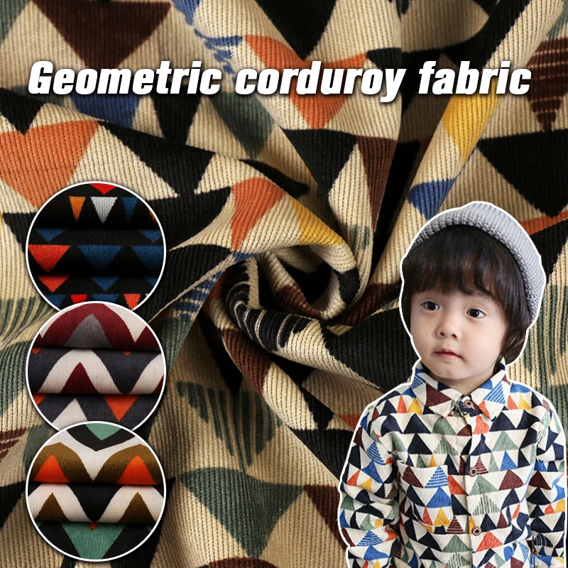 150x100cm  Simple Geometric Pattern Fabric Soft Corduroy Fabric For Sewing Apparel Dress Shirt Kids Clothes Craft Decor