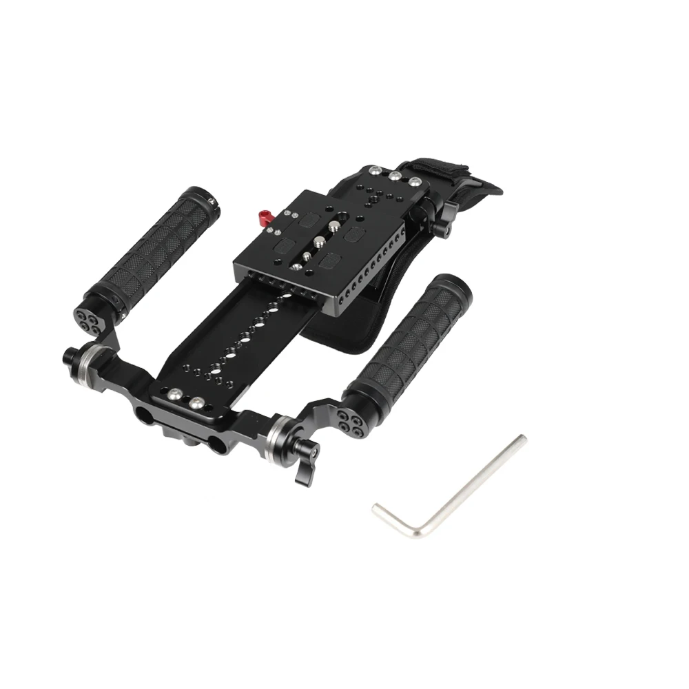 KIMRIG Shoulder Mount Rig With ARRI 12 Inch Dovetail Bridge Plate Rosette Handgrip Pair For Universal DSLR Camera DV Camcorder