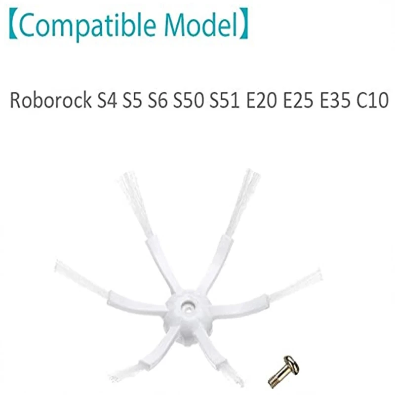 6-braços lado escova peça de substituição para xiaomi roborock s5 s50 s51 s55 s5 max s6 maxv s6 s7 puro robô aspirador de pó acessórios