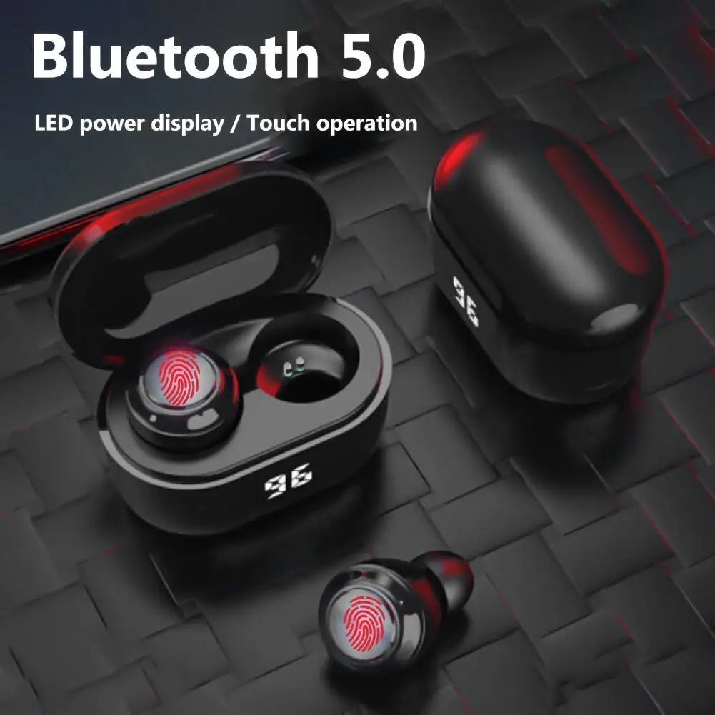 True Wireless Bluetooth Earphones 5 0 HiFi Stereo A6 TWS Mini In Ear Earphone with Digital Charge Box For Gaming Headset