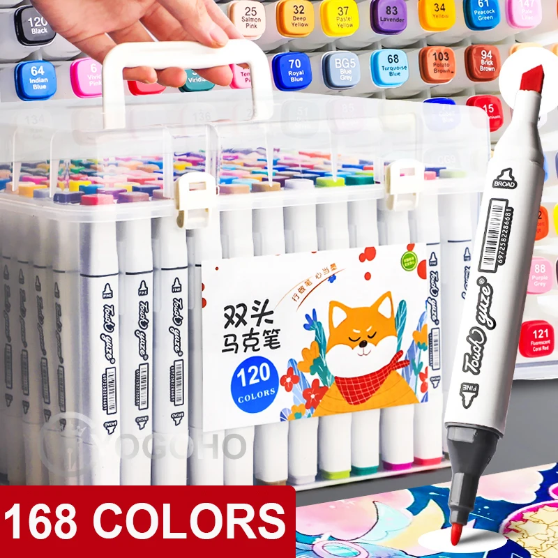 24/48/60/80/168 Color TouchFIVE Art Markers Set Dual Headed Artist Sketch Oily Alcohol based markers For Animation Manga Design