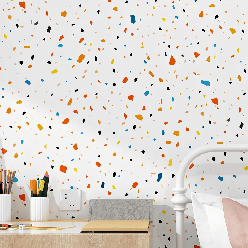 

Ins wallpaper living room bedroom Nordic style color orange children's room Princess Girl non-woven wallpaper