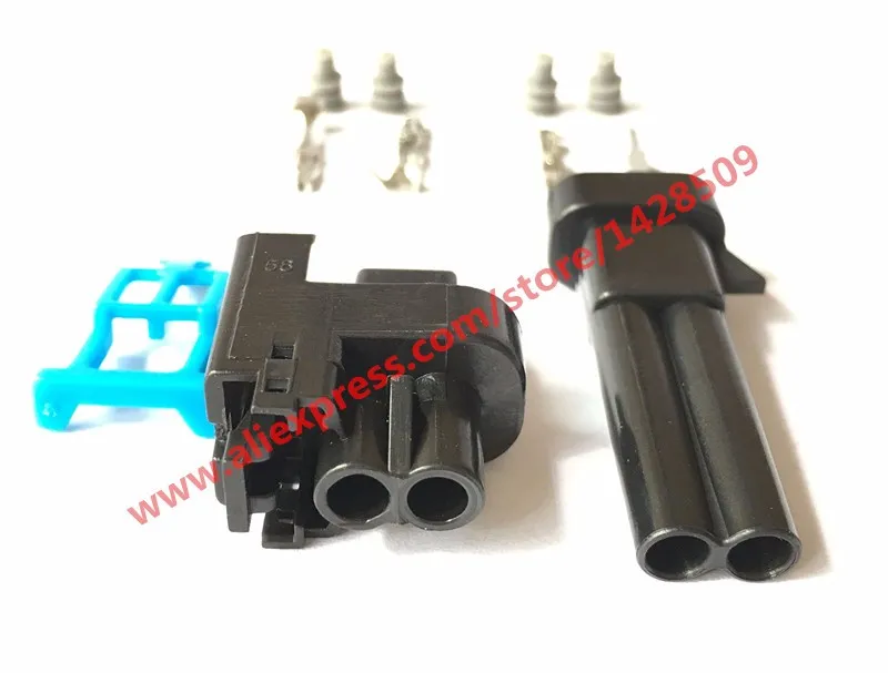1 Set Female And Male 2 Pin Delphi EV6 Injector Auto Connector 15326181 15411633