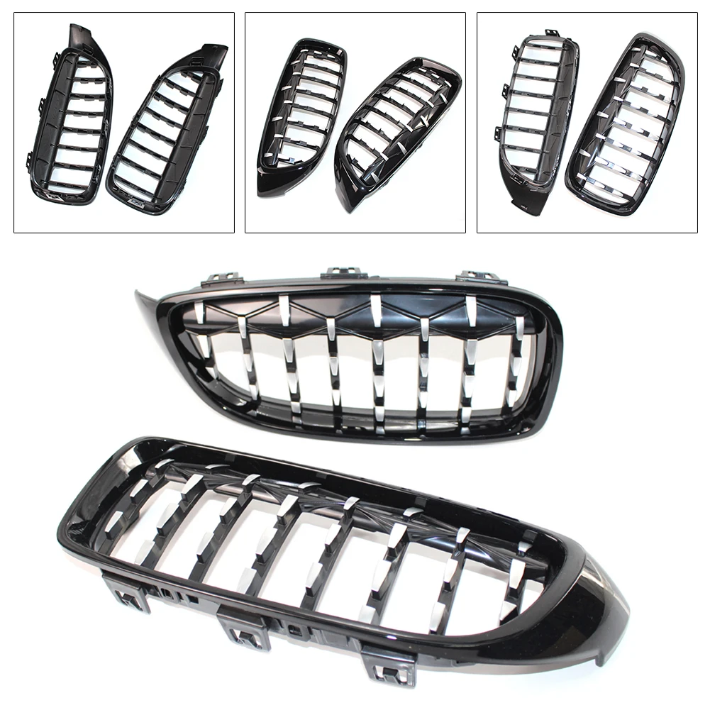 Front Black Grilles Diamond Metero Style Grill For BMW 4-Series F32 F33 F36 sedan / wagon Auto Car Accessories 2pcs/set