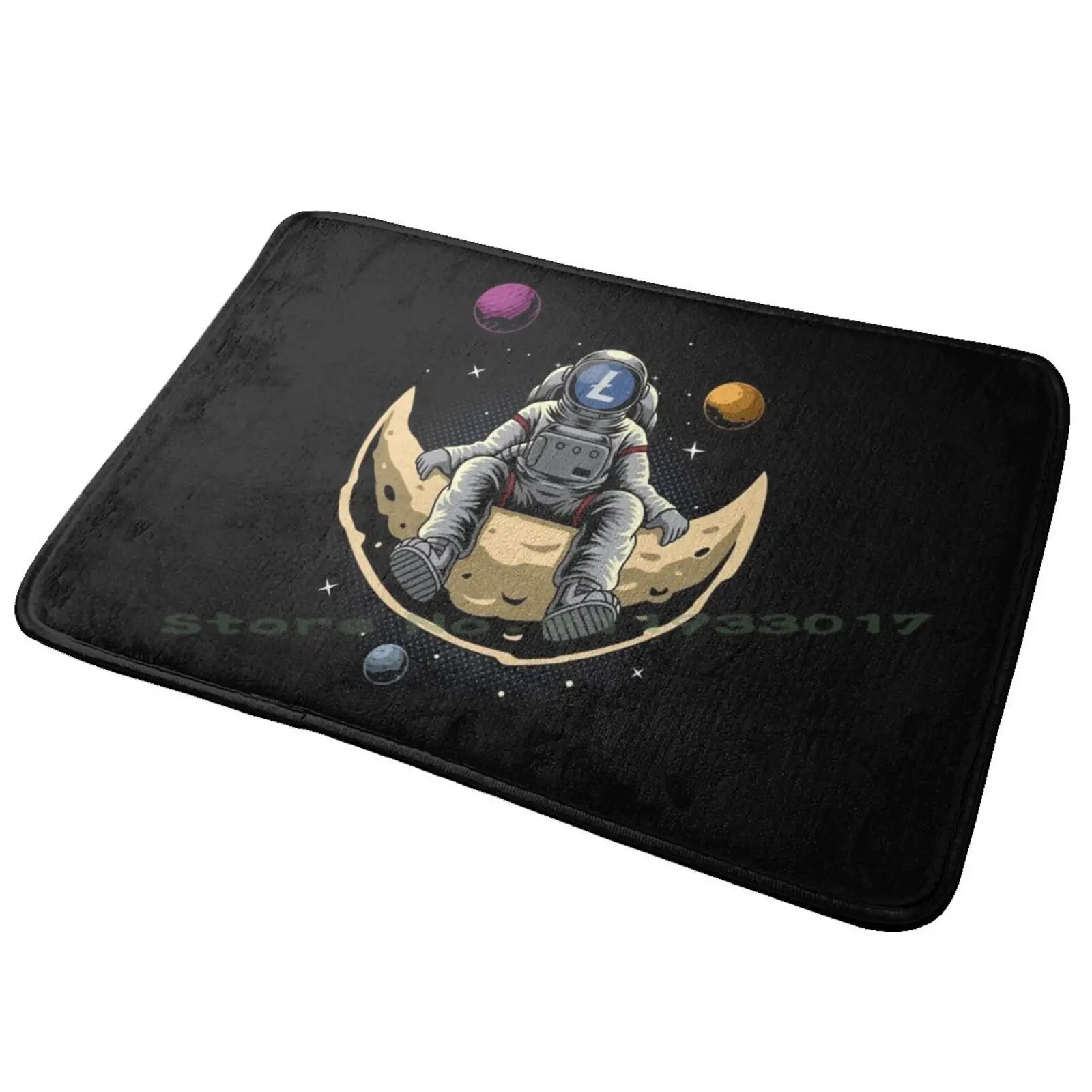 Astronaut Litecoin Ltc Coin To The Moon Crypto Token Cryptocurrency Blockchain Wallet Entrance Door Mat Bath Mat Rug Umbrella