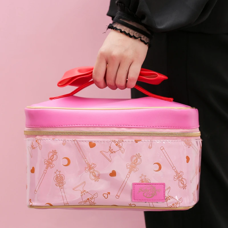 Moon Action Figure-Bolsa de maquillaje de cuero PU para mujer, neceser multifunción, organizador de cosméticos de viaje, bolsa de almacenamiento