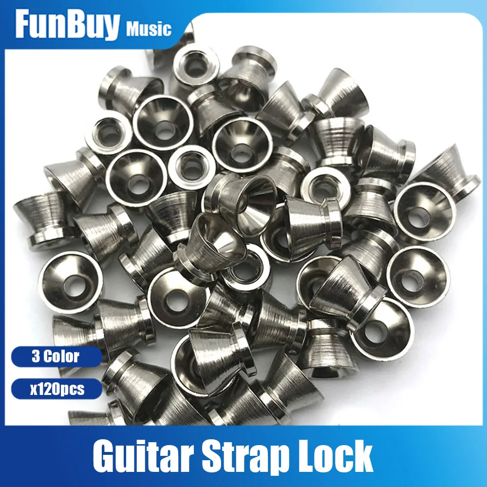 120pcs Guitar Strap Lock Non-slip Belts Buckle Button for All Acoustic Electric Bass Guitar Ukulele Strap Easy Fix