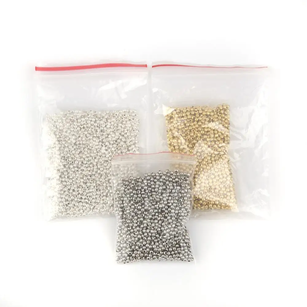 2000 PCs Doreen Box Smooth Ball Spacer Beads Alloy Gold Silver Color 2.4mm Bead For DIY Jewelry Making Accessories Wholesale