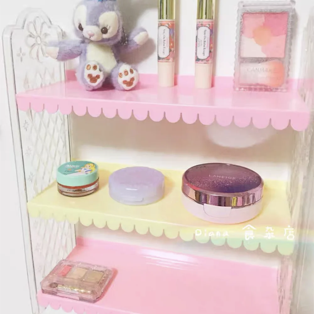 折りたたみ式収納棚,ピンクのデスクトップ,3層,折りたたみ式,寮用,無料