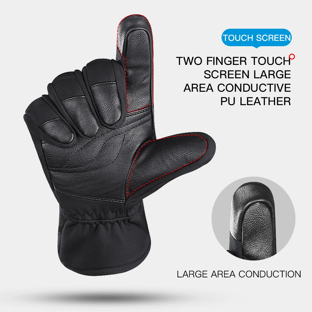 Gants de Sport de plein air plus épais en PU pour homme et femme, imperméables et chauds, neige, motoneige, moto, Snowboard, hiver