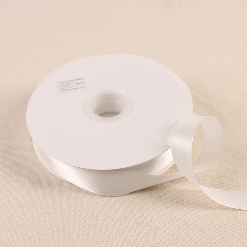 100yards Off White Single Face Satin Ribbons for Wedding Christmas Party Decoration 3mm-38mm DIY Bow Craft Ribbons Card gift