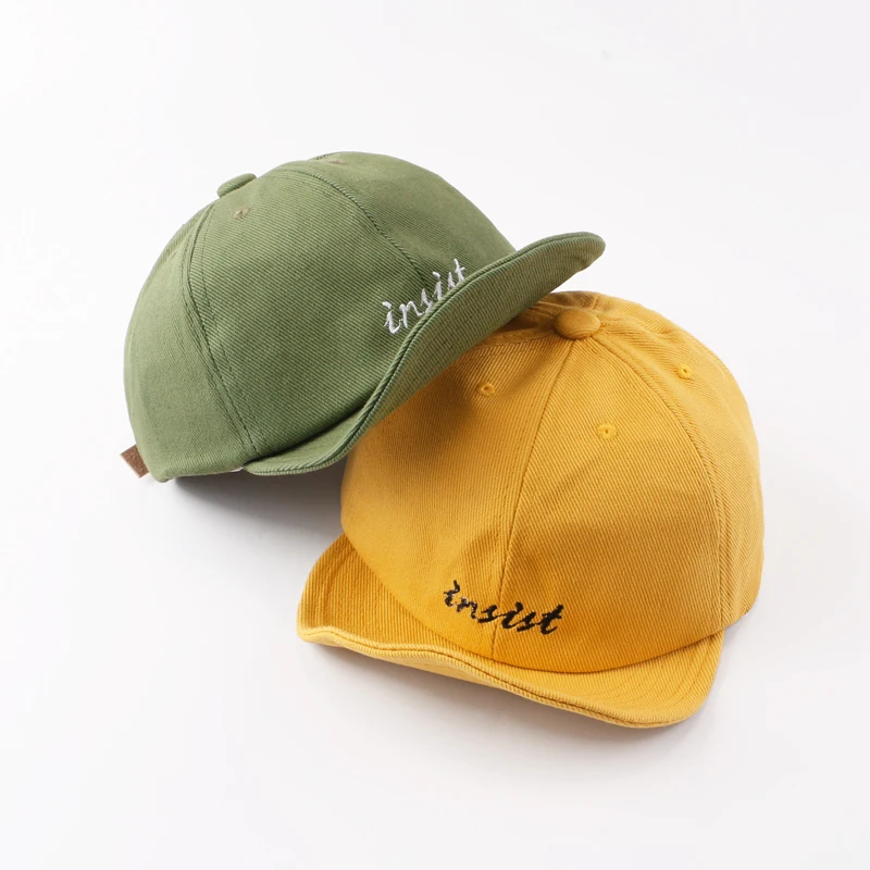 

INSIST Embroidery Soft Lightning Cooling Hat,Japan Style Short Visor Baseball Cap Youth Fashion Designer Candy Colors Cap