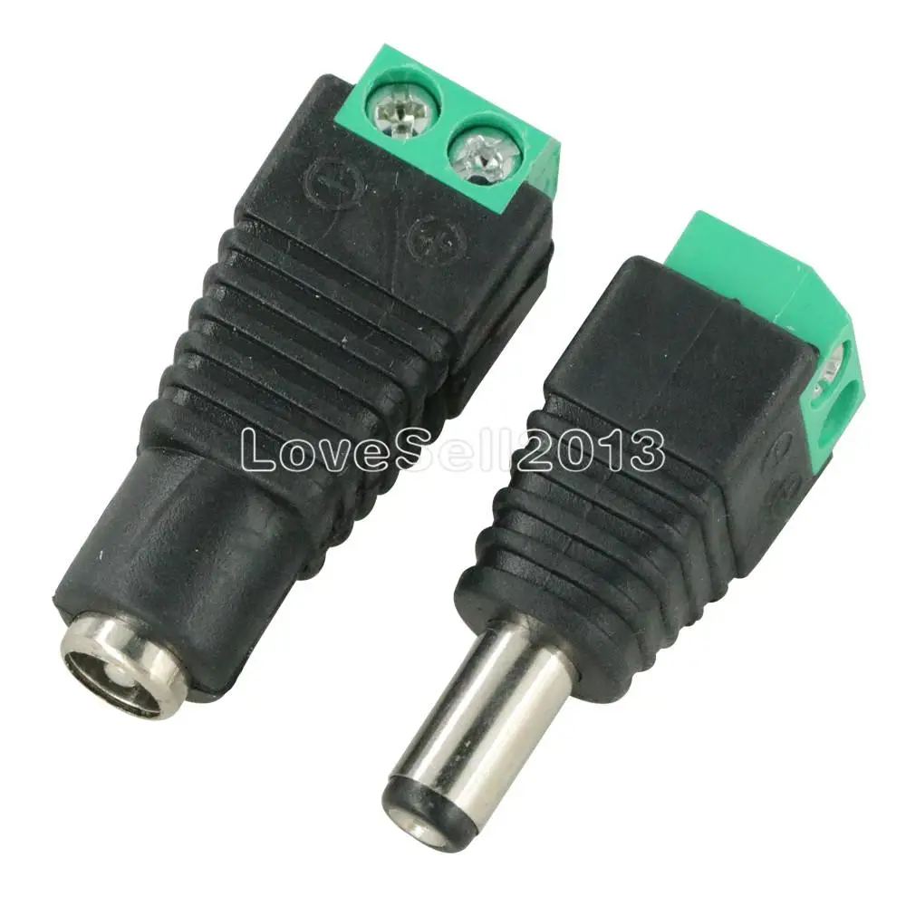 2Pairs 4Pcs Male Female 5 Male + 5 Female 2.1x5.5mm DC Power Plug Jack Adapter Connector for CCTV Camera