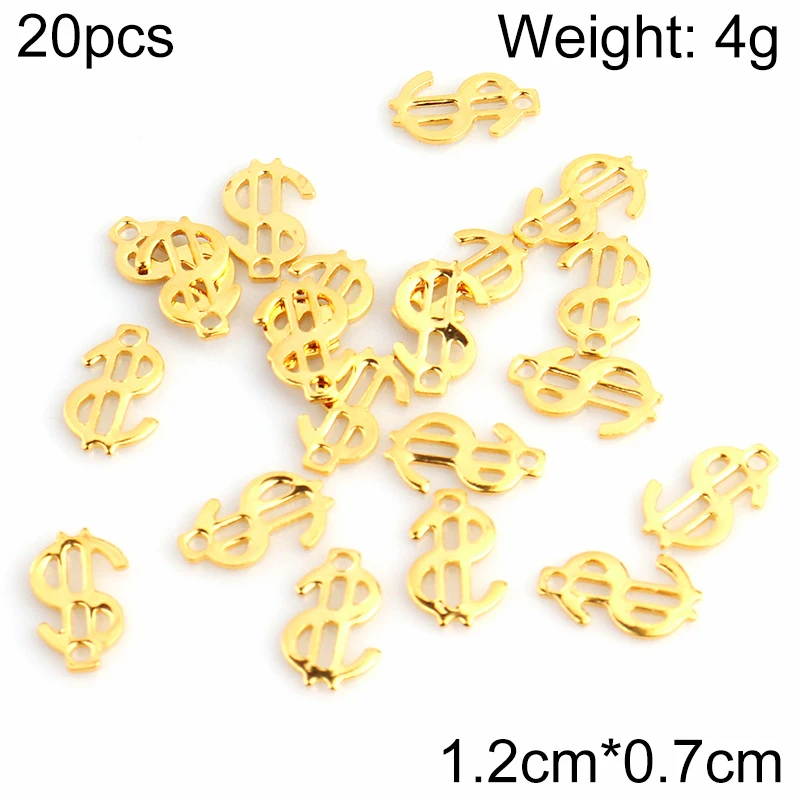 20pcs/lot 12X7mm Stainless Steel $ Dollar Sign Pendant Gold Silver Color Charms For Making DIY Jewelry Handmade Accessories ZU2