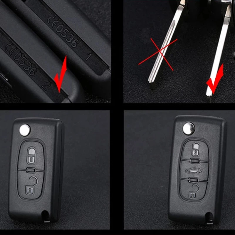 For PEUGEOT 207 206 307 308 407 408 508 for CITROEN C1 C2 C3 C4 C5 Picasso 3 Buttons Car Flip Remote Key Shell Key Case CE0536