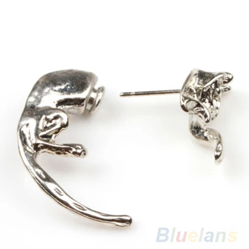 Cool Alien Earrings Black Enamel Stud Earrings For Women Animal Piercing Ear 3D Fox Earrings Jewelry Gifts