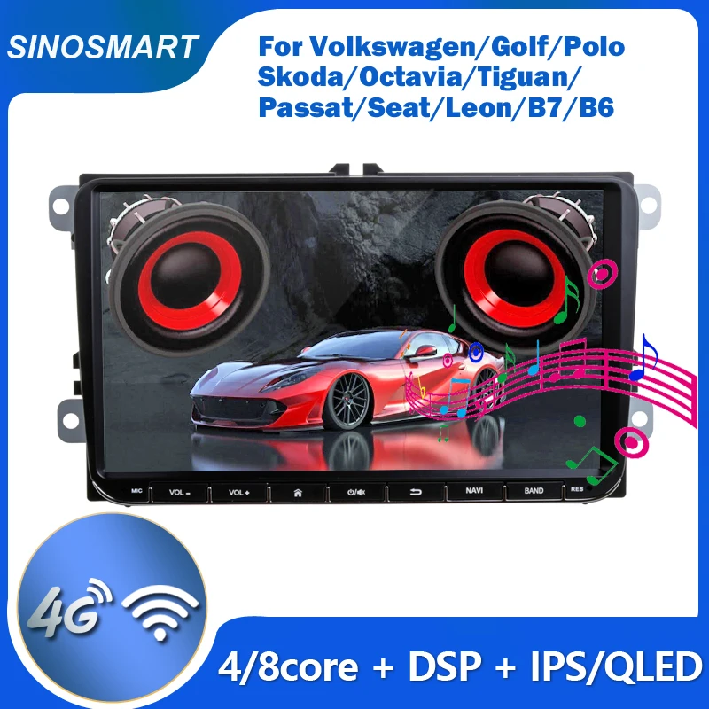 Sinosmart for Volkswagen Polo Golf Octavia Passat B7 B6 Skoda Universal Navigation Radio Player 2006-2012 2.5D QLED Screen