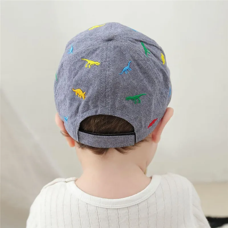 Korea Children\'s Hat New Cartoon Dinosaur Embroidered Cap Trend Big Eaves Sun Shading Baby Baseball Caps Casual Kids Visors