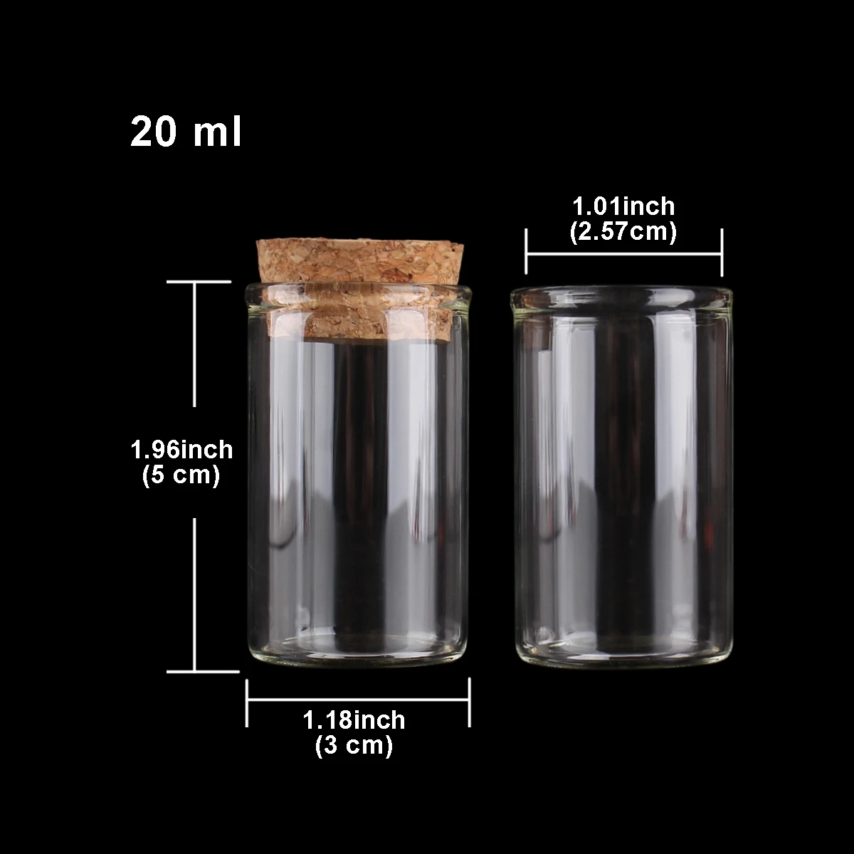 15 ml/25 ml/30 ml/35 ml/40 ml/45 ml/50 ml/55 ml/60 ml/80 ml/100 ml Kleine Glazen Reageerbuis met Kurk Dragees Potten Flessen 24 stuks