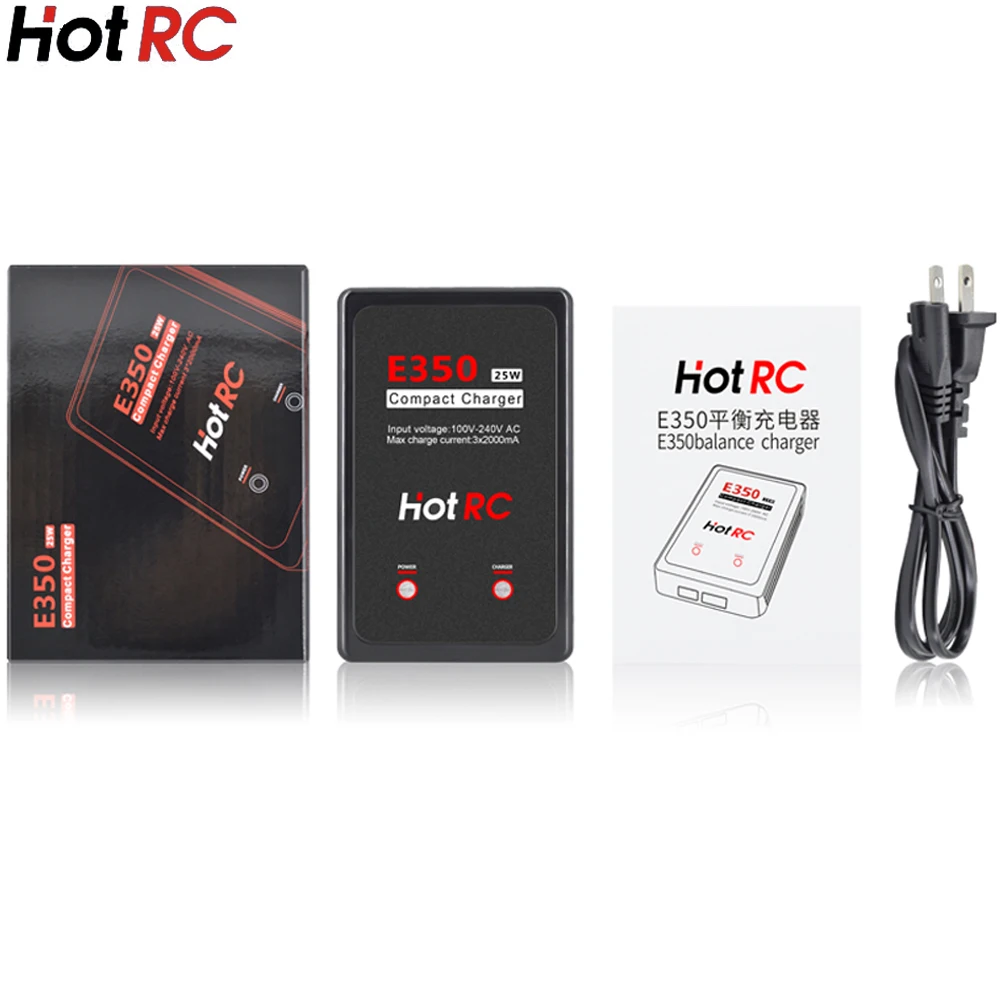 1 pz Hotrc Hot RC E350 Pro AC100-240V 2000mA 25W 2-3S caricabatteria Lipo per RC Mini Drone Quadcopter auto camion giocattolo