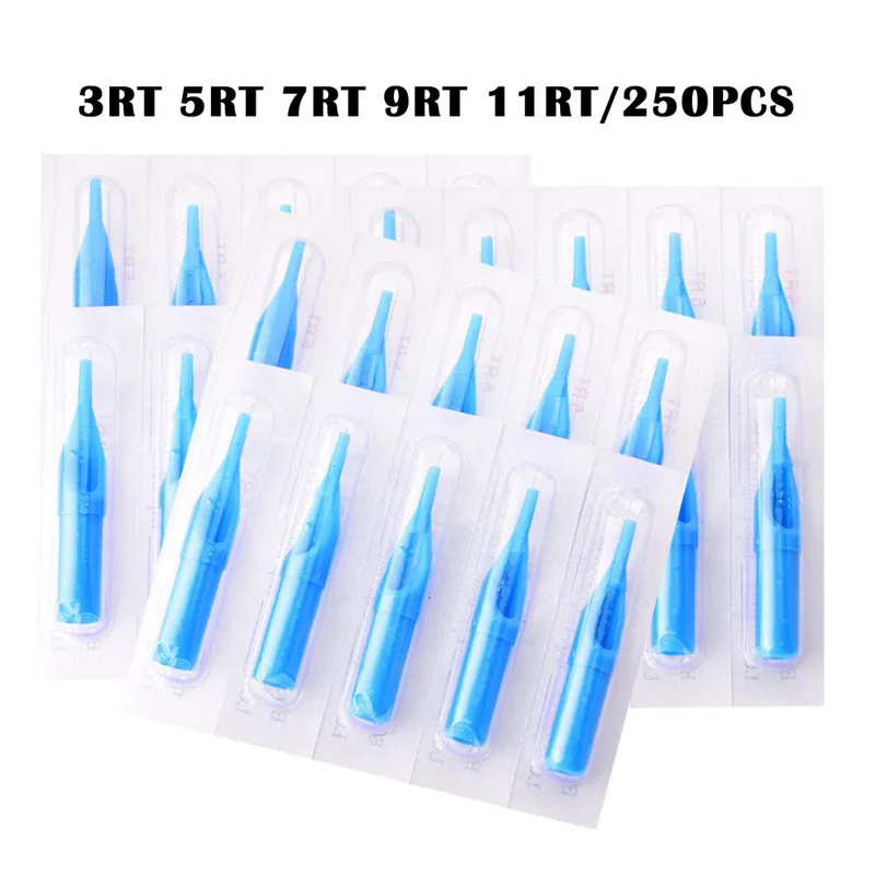 JimKing 250pcs 3RT 5RT 7RT 9RT 11RT Disposable Semi Permanent Makeup Tattoo Cartridge Needle Eyebrow Tattoo Pen Machine Supplies