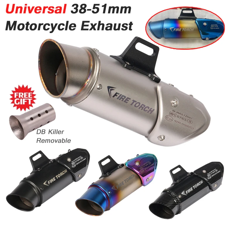 Universal 51mm Motorcycle Fire TORCH Exhaust Pipe Escape Modified Motocross Muffler DB Killer For Ninja 400 R3 MT-03 CBR1000RR