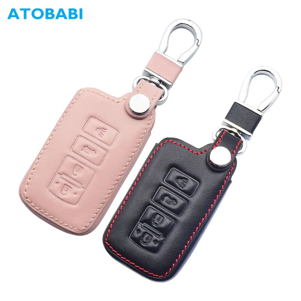 Leather Car Key Case 4 Buttons Smart Remote Control Protect Cover For Toyota Camry Corolla RAV4 Highlander Avalon 2015 2016 2017