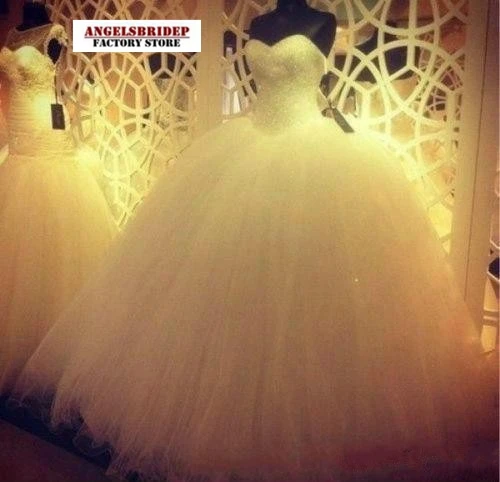 

Custom Tulle Ball Gown Wedding Dresses Vestido De Novia Sweetheart Beaded Sequined Bridal Wedding Gowns Robe De Mariage Lace-up