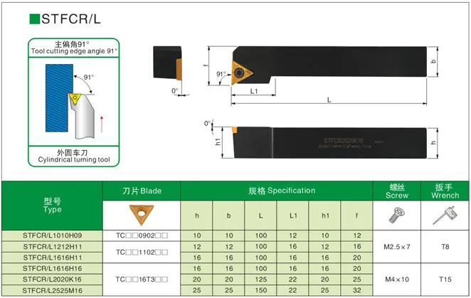 1PC STFCR 1616H11 STFCR1616H16 External Turning Tool Holder Outline Uses Carbide Inserts TCMT Lathe Cutter