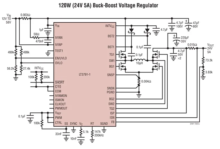 LT3791EFE-1 LT3791IFE-1 LT3791HFE-1 LT3791-1 - 60V 4-Switch Synchronous Buck-Boost Controller