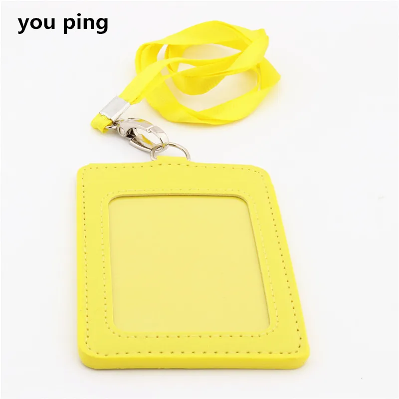 Luxe kwaliteit PU Lanyard dubbele badgehouder Bank Creditcard Kantoor Student Schoolbenodigdheden Nieuw