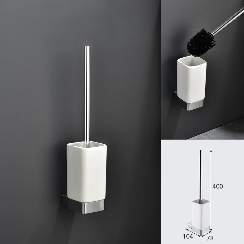 Aluminum Tumbler Holder Double Ceramic Cup Lotion Dispenser Toilet Brush Holder Ceramic Holder