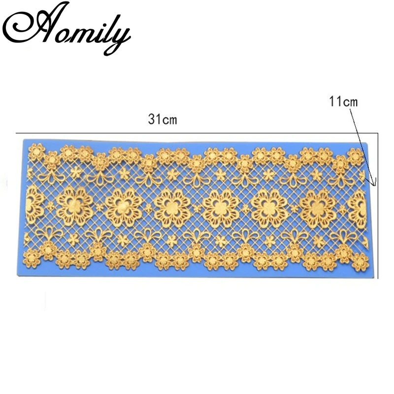 Aomily 31*11cm Lace Flower Wedding Cake Fondant Mold Cake Decorating Jelly Sugar Craft Chocolate Moulds Baking Tools Supplies