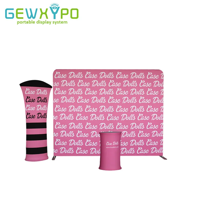 10ft Exhibition Booth High Stretch Fabric Tube Stand With Graphic Printing,Premium Portable Advertising Display Kit(Include All)