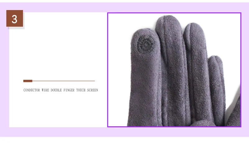 Winter Female Suede Leather Bow Plush Wrist Mitten Women Thick Plus Plush Windproof Warm Touch Screen Driving Gloves J22