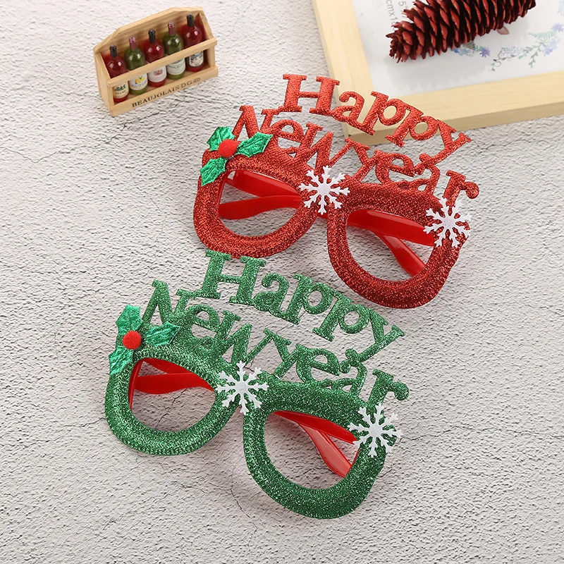 New Year Decoration Glasses Four-Color Fashion Holiday Party Christmas Ornaments Blingbling Glasses Frame Without Lenses